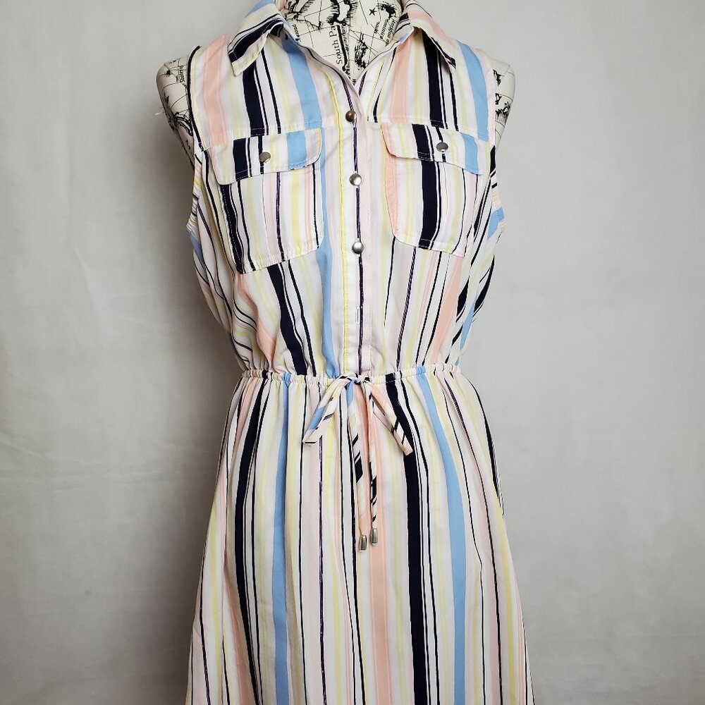 BeBop Sleeveless Striped Collared Dress - Large